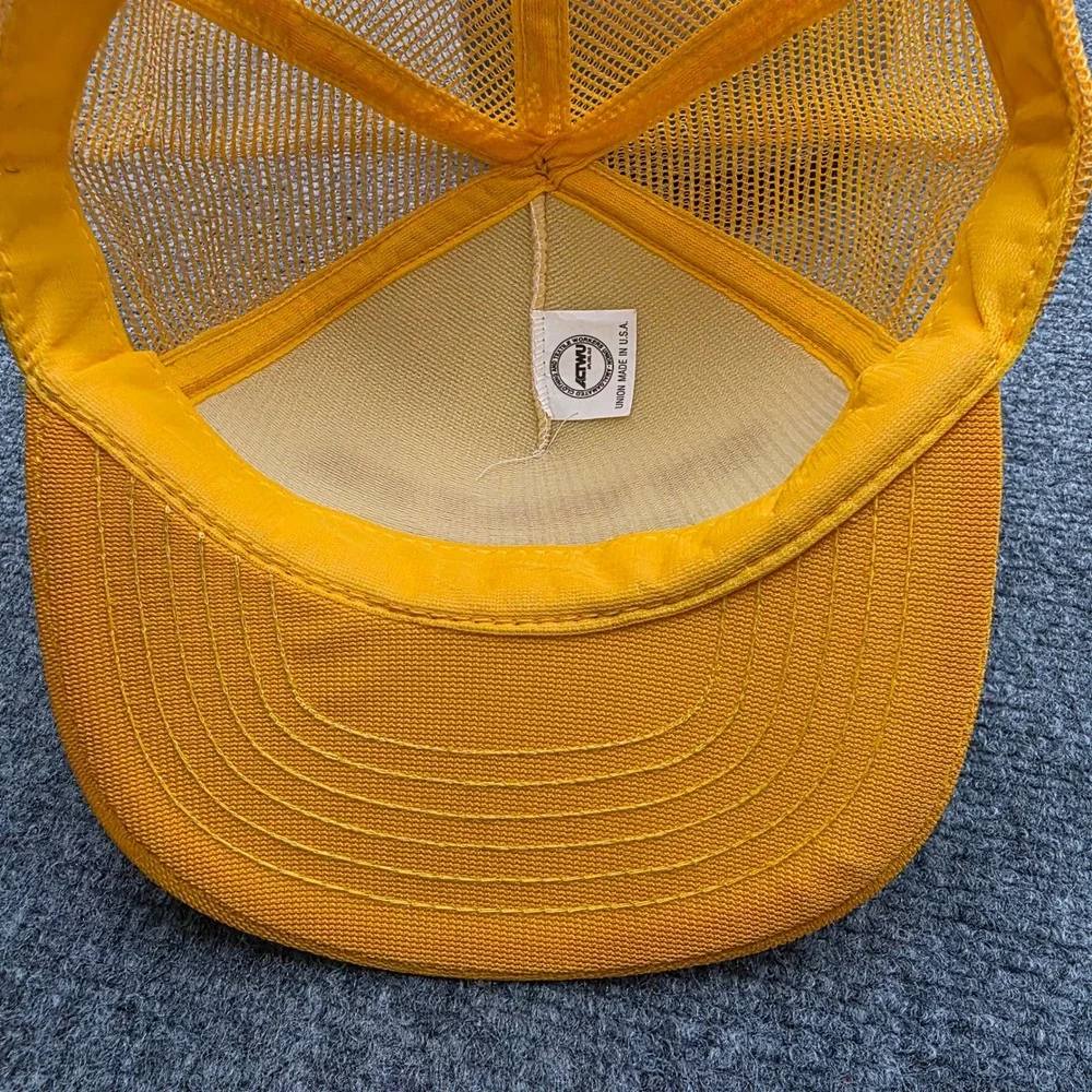 Vintage Bywater Gilvin Trucker Hat Mesh Snapback Cap Yellow White Union Made USA